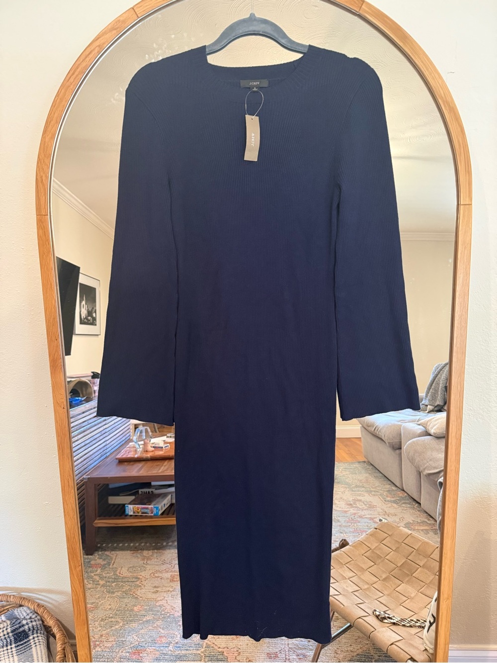 NWT J. Crew Navy Super Soft Ribbed Long Sleeve Crewneck Sweater Dress